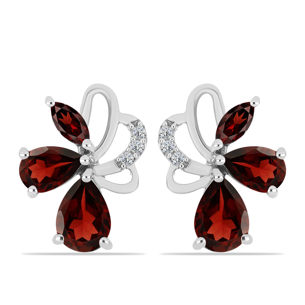 Ezüst Fülbevaló Barton Gránáttal és Fehér Topázzal