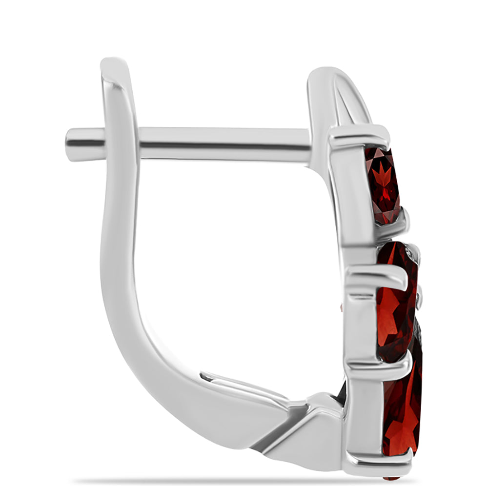 Ezüst Fülbevaló Barton Gránáttal és Fehér Topázzal 2 