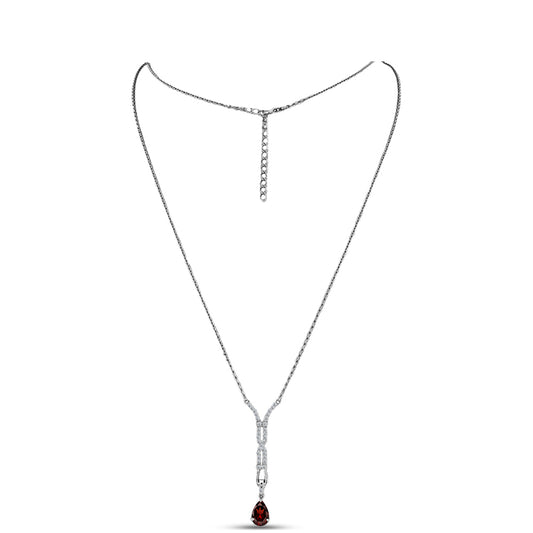 Ezüst Nyaklánc Barton Gránáttal és Fehér Topázzal