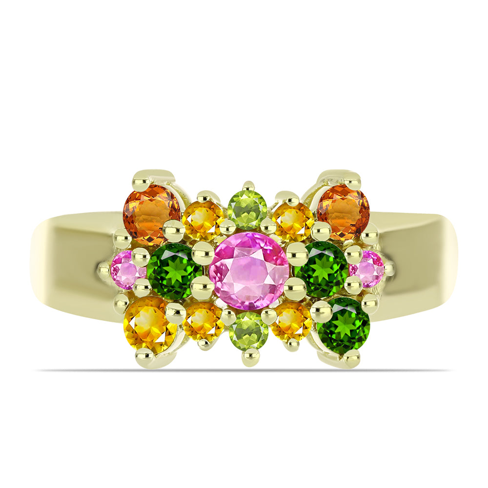 Arannyal Bevont Ezüst Gyűrű Csakra Tourmalinnal