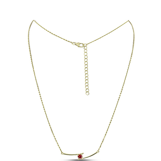 Arannyal Bevont Ezüst Nyaklánc Fenséges Vörös Moissanite-tal