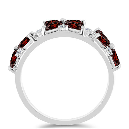 Ezüst Gyűrű Barton Gránáttal és Fehér Topázzal