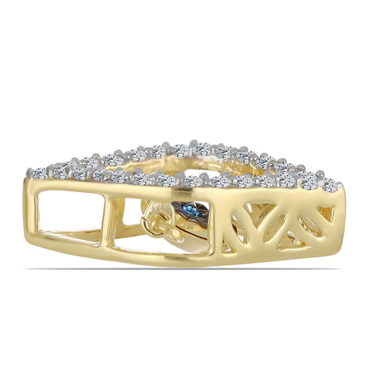 Arannyal Bevont Ezüst Medál Kék Táncoló Gyémánttal és Fehér Topázzal