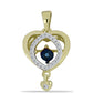Arannyal Bevont Ezüst Medál Kék Táncoló Gyémánttal és Fehér Topázzal