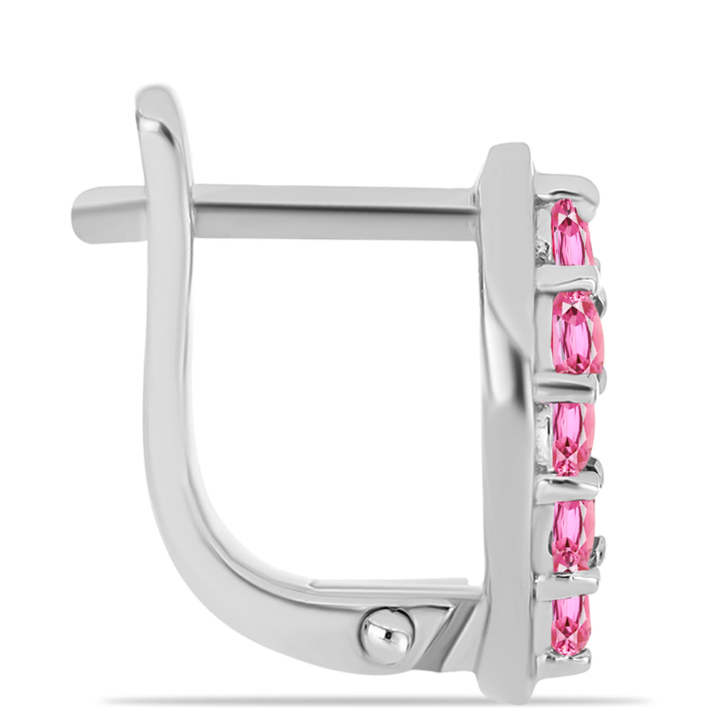 Ezüst Fülbevaló Pelmadullai Rózsaszínű Turmalinnal 2 