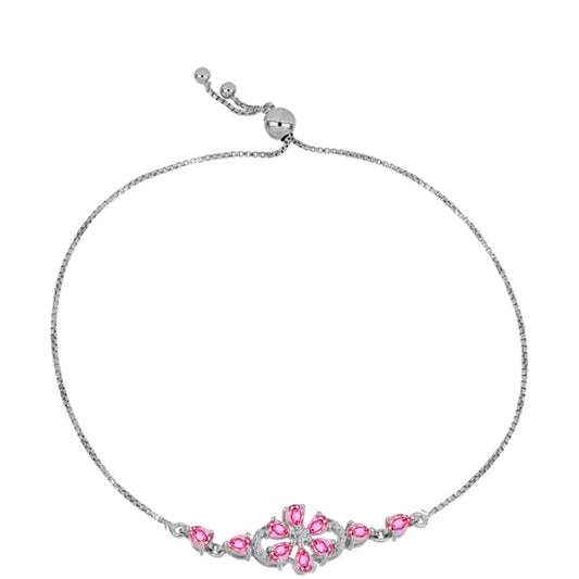 Ezüst Karkötő Pelmadullai Rózsaszínű Turmalinnal és Fehér Topázzal