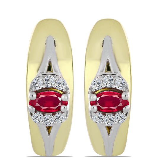 Ezüst Fülbevaló Madagaszkári Rubinnal és Fehér Topázzal