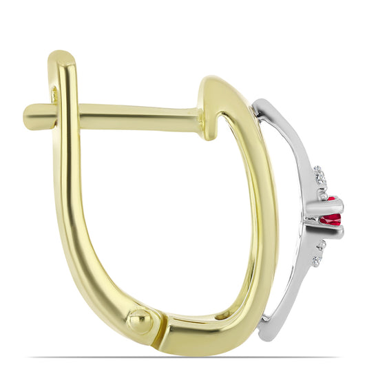 Ezüst Fülbevaló Madagaszkári Rubinnal és Fehér Topázzal