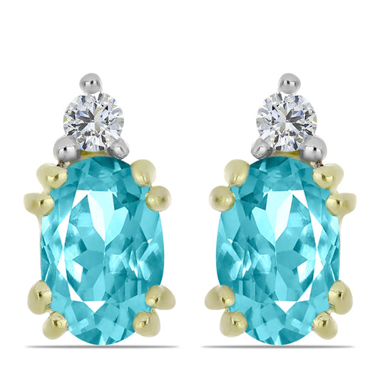 Arannyal Bevont Ezüst Fülbevaló Paraiba Kvarccal és Fehér Topázzal