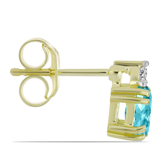 Arannyal Bevont Ezüst Fülbevaló Paraiba Kvarccal és Fehér Topázzal