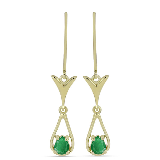 Arannyal Bevont Ezüst Fülbevaló Zambiai Smaragddal