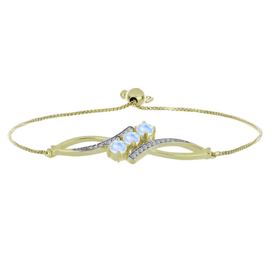 Arannyal Bevont Ezüst Karkötő Szivárvány Holdkővel és Fehér Topázzal