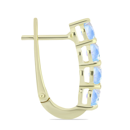 Arannyal Bevont Ezüst Fülbevaló Szivárvány Holdkővel