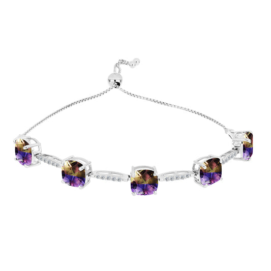 Ezüst Karkötő Anahi Ametrinnel és Fehér Topázzal
