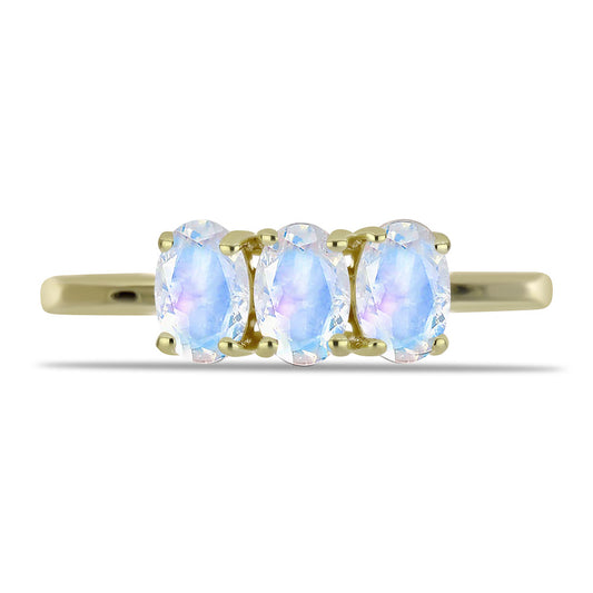 Arannyal Bevont Ezüst Gyűrű Szivárvány Holdkővel