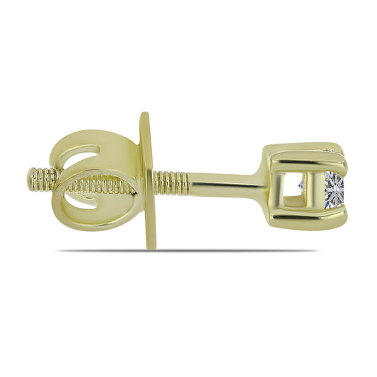 Arannyal Bevont Ezüst Fülbevaló Minősített laboratóriumban előállított Gyémánttal