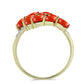 Arannyal Bevont Ezüst Gyűrű Vörös Szivacs Korallal és Fehér Topázzal