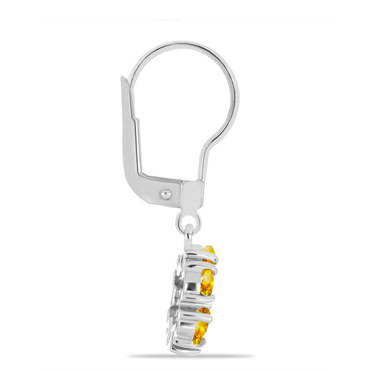 Ezüst Fülbevaló Ural Citrinnel és Fehér Topázzal