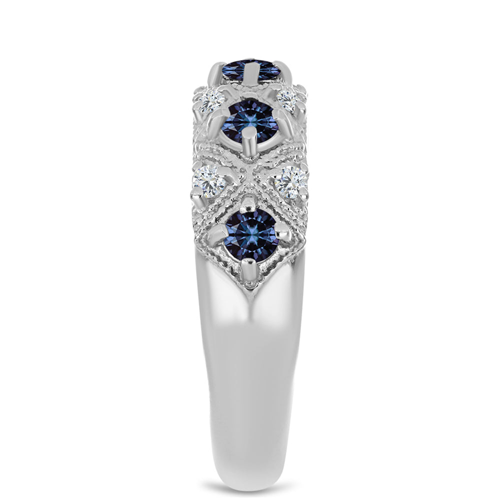 Ezüst Gyűrű "Császár Lila" Moissanite-tel és Fehér Topázzal 4 