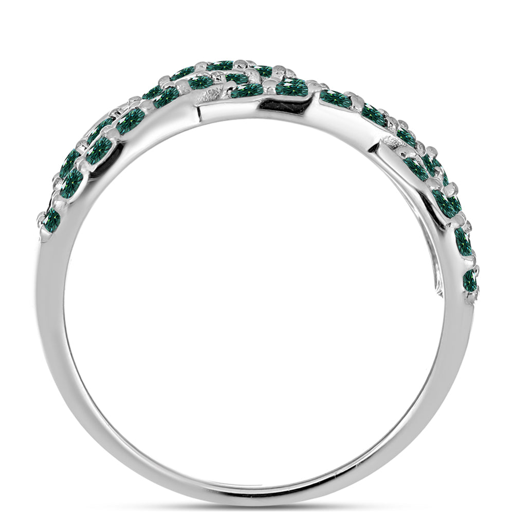 Ezüst Gyűrű Zöldes Tengerkék Moissanite-tal 2 
