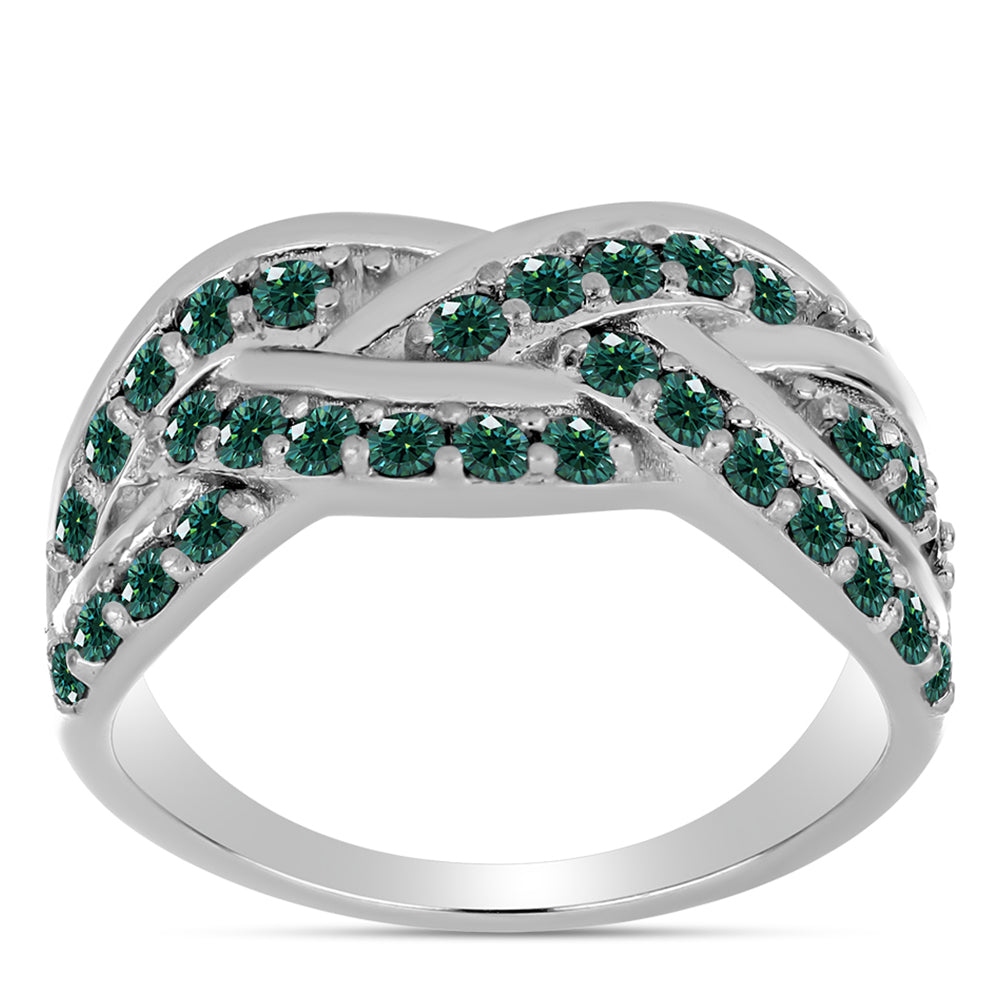 Ezüst Gyűrű Zöldes Tengerkék Moissanite-tal 3 