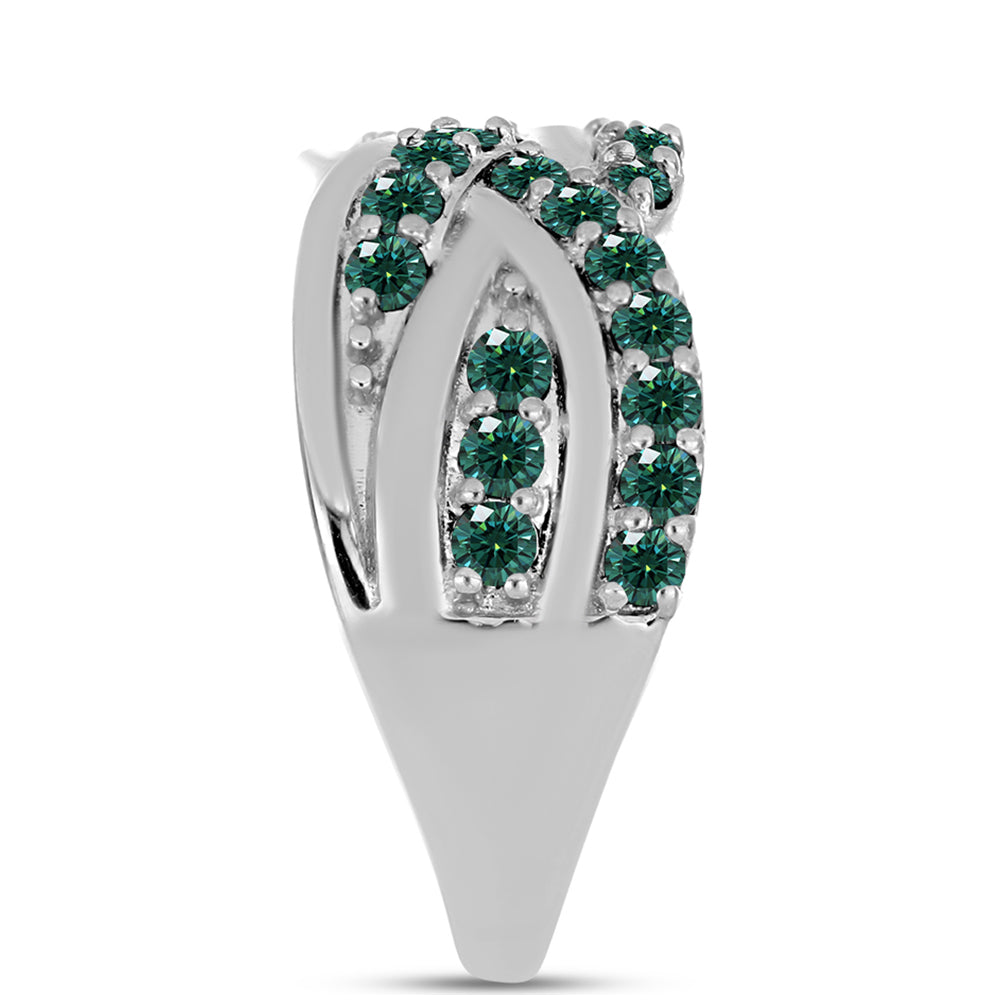 Ezüst Gyűrű Zöldes Tengerkék Moissanite-tal 4 
