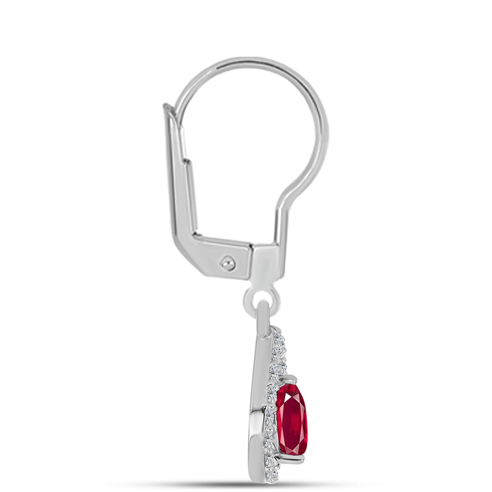 Ezüst Fülbevaló Madagaszkári Rubinnal és Fehér Topázzal 2 