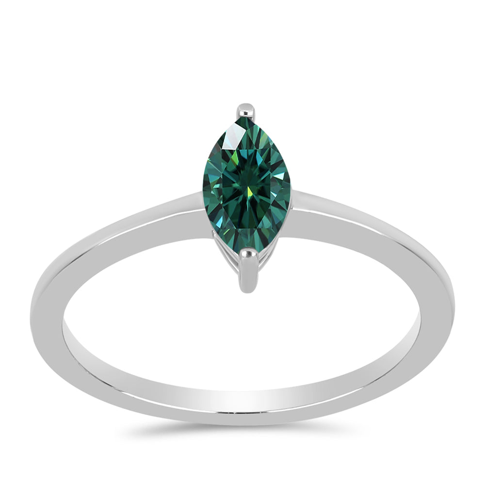 Ezüst Gyűrű Zöldes Tengerkék Moissanite-tal 3 