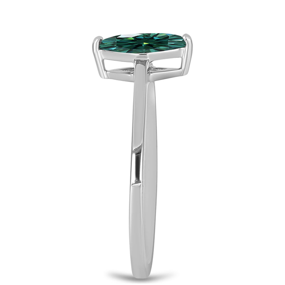 Ezüst Gyűrű Zöldes Tengerkék Moissanite-tal