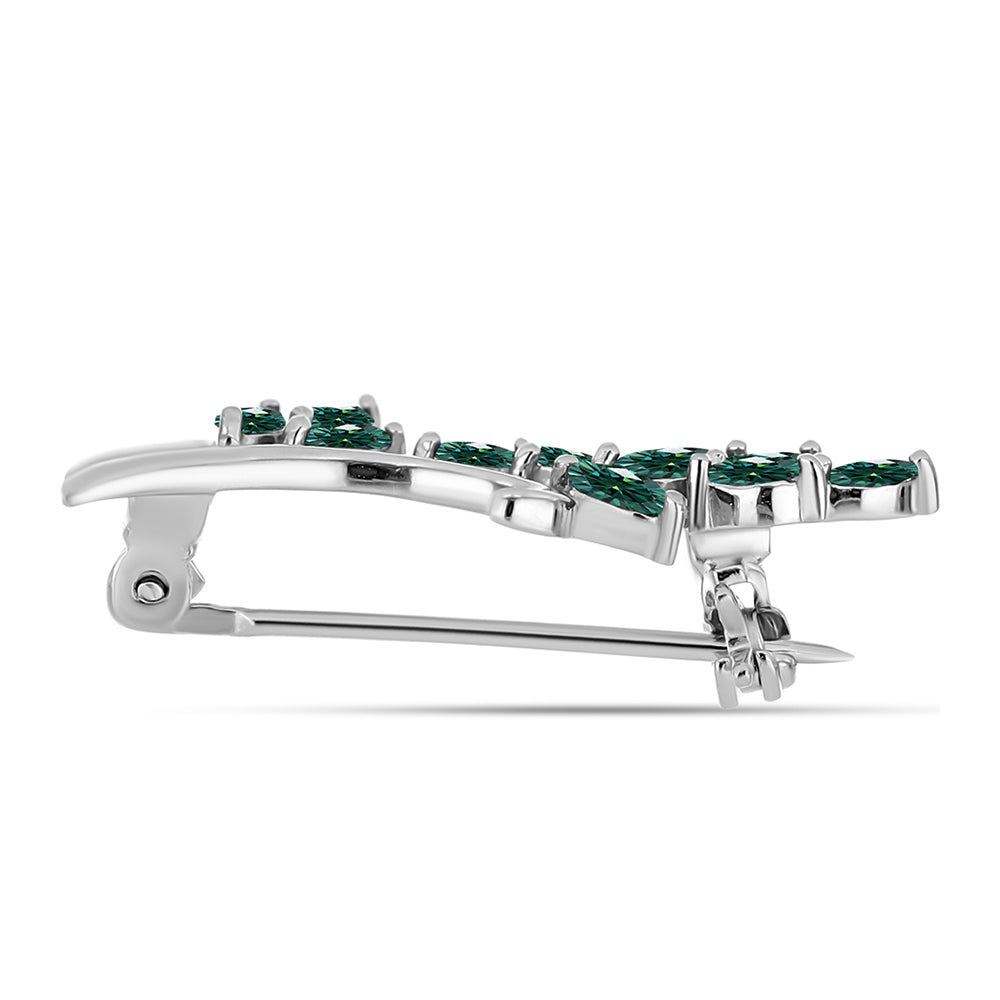 Ezüst Bross Zöldes Tengerkék Moissanite-tal 2 