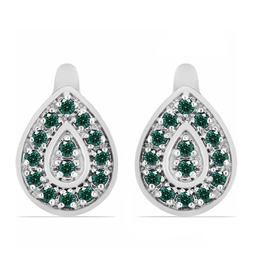 Ezüst Fülbevaló Zöldes Tengerkék Moissanite-tal 1 