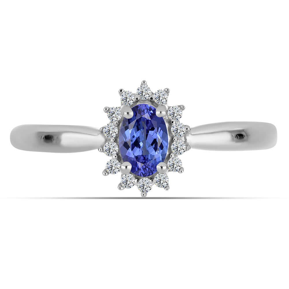 Ezüst Gyűrű "AA" Osztályú Tanzanittal és Fehér Topázzal 1 
