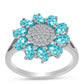 Ezüst Gyűrű Paraiba Kvarccal és Fehér Topázzal