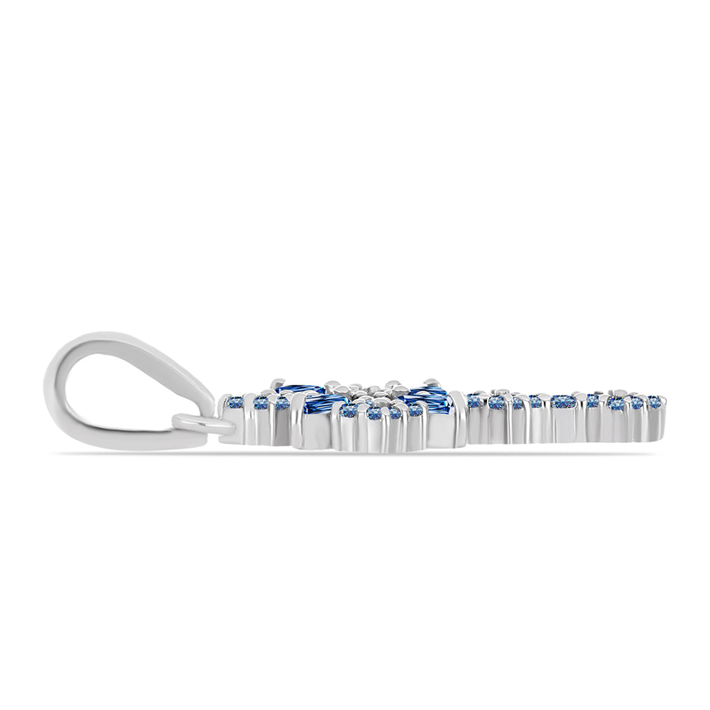 Kereszt Ezüst Medál Óceánkék Moissanite-tal 2 