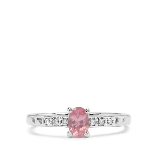 Ezüst Gyűrű Rózsaszínű Spinellel és Fehér Gyémánttal