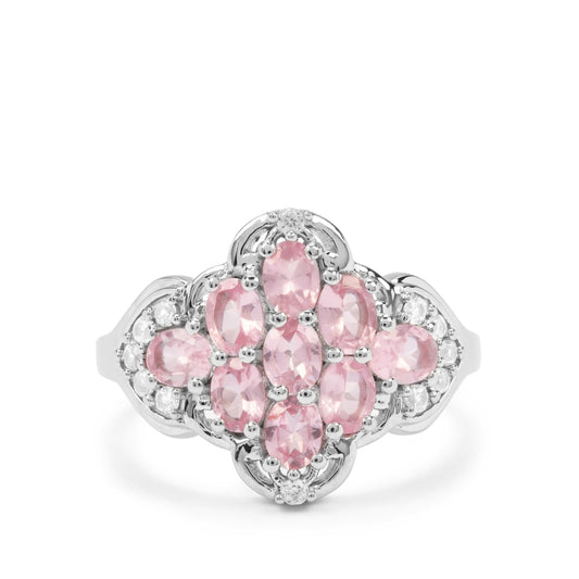 Ezüst Gyűrű Rózsaszínű Spinellel és Fehér Cirkónnal