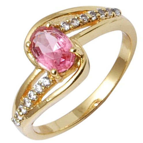 18K Arannyal Bevont Gyűrű Rózsaszín Emporia® Kristállyal