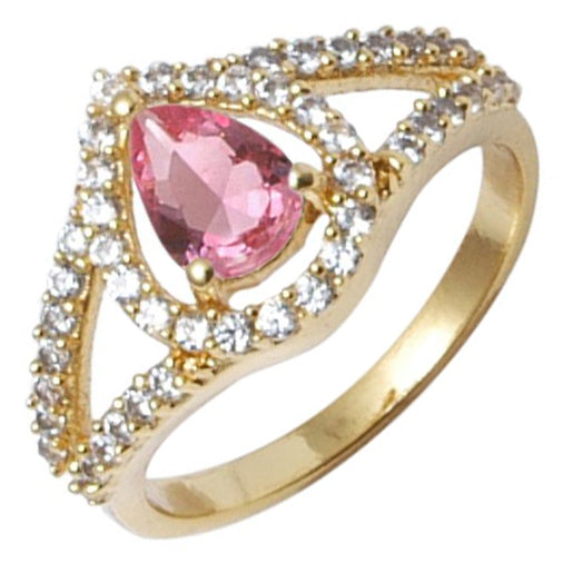 18K Arannyal Bevont Gyűrű Rózsaszín Emporia® Kristállyal