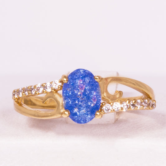Arany Bevonatú Gyűrű Kék Emporia® Kristállyal ( Gyűrű )