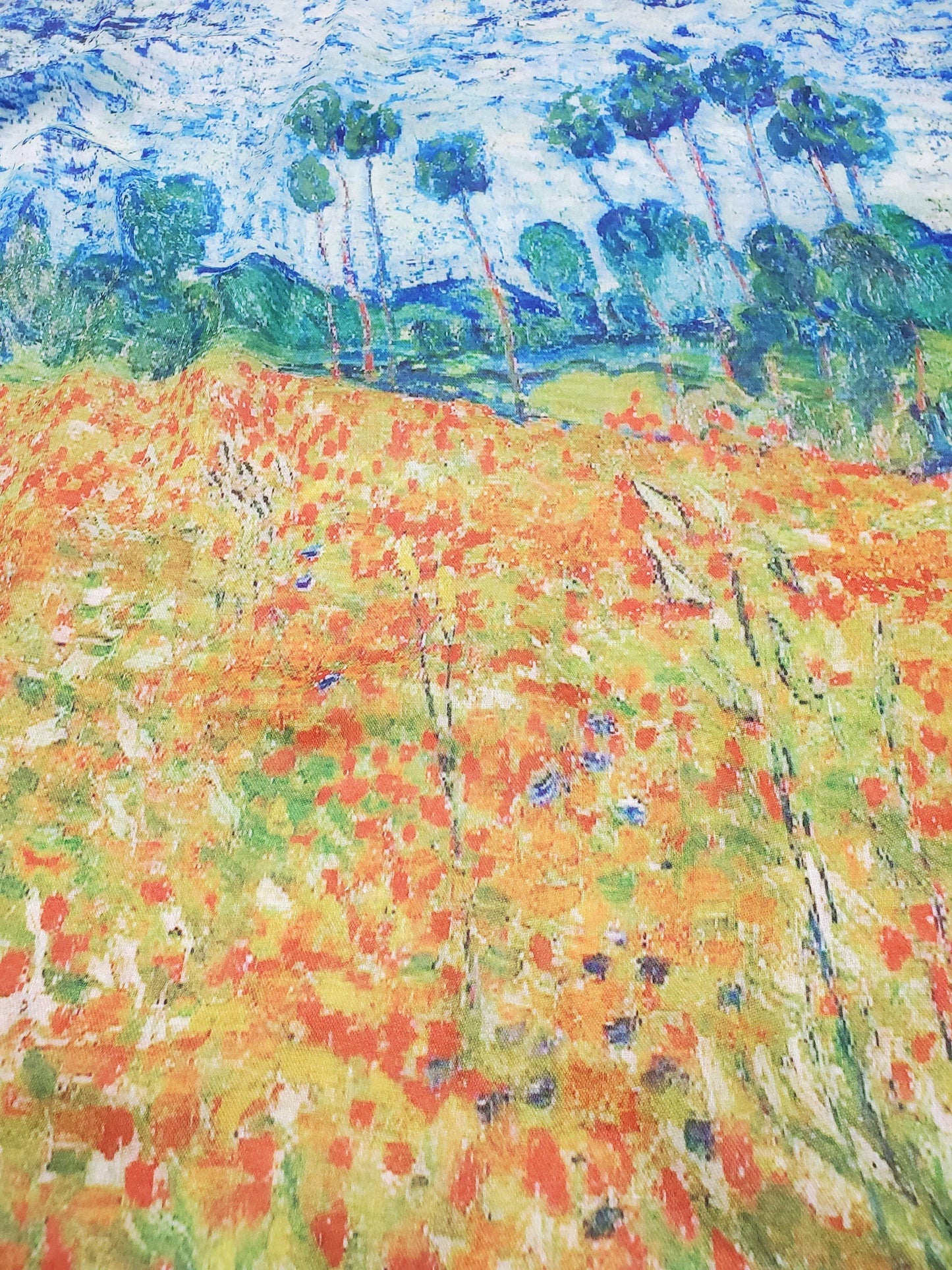 Pamut Sál-Kendő, 70 cm x 180 cm, Monet - Poppy Field - Ékszer TV
