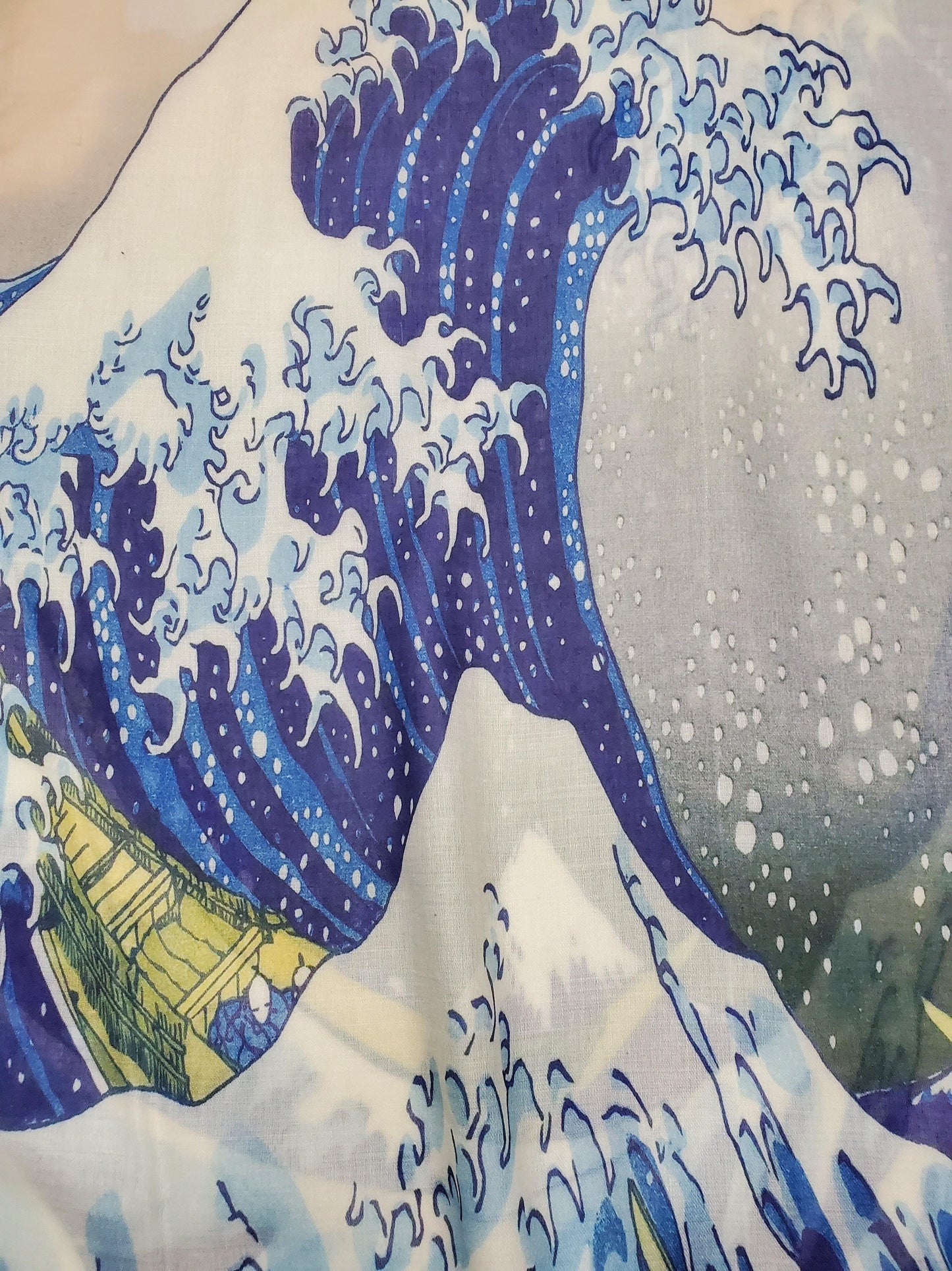 Pamut Sál-Kendő, 70 cm x 180 cm, Hokusai's - Great Wave Frayed - Ékszer TV