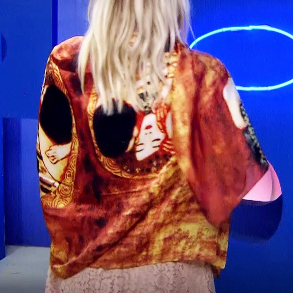 100% Valódi Selyem Sál-Kendő, 90 cm x 180 cm, Klimt - The Kiss festmény mintás - Ékszer TV