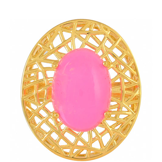 Arannyal Bevont Ezüst Gyűrű Etiópiai Neon Pink Opállal