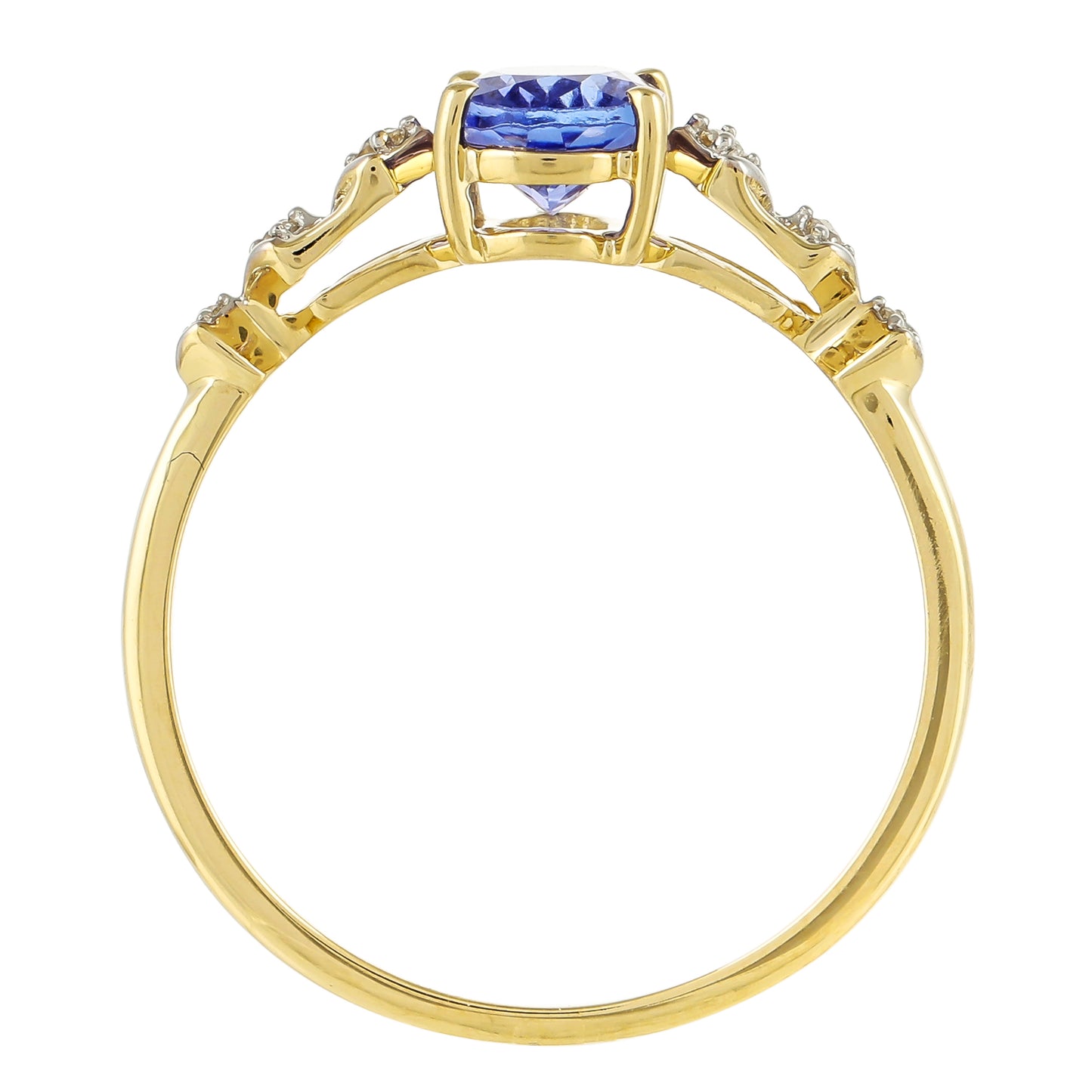 Arany Gyűrű "AAA" Osztályú Tanzanittal és Fehér Cirkónnal