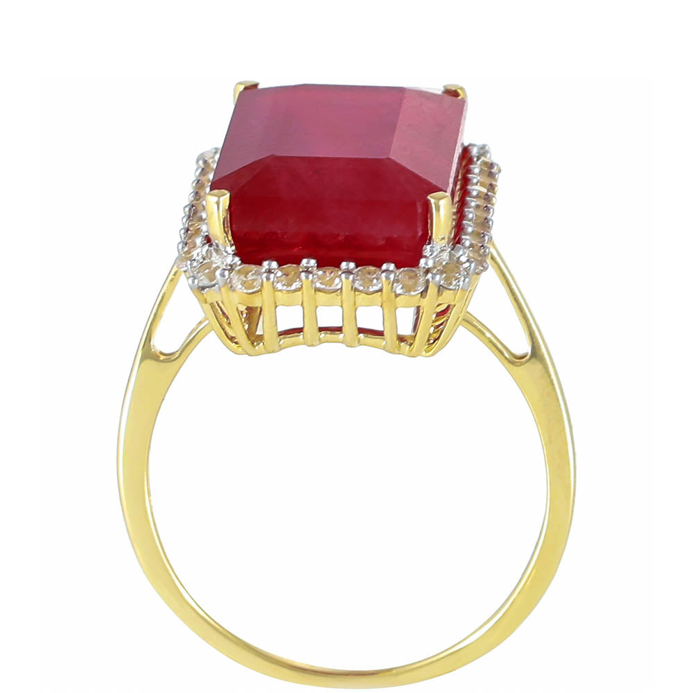 Arany Gyűrű Thai Rubinnal és Természetes Cirkónnal