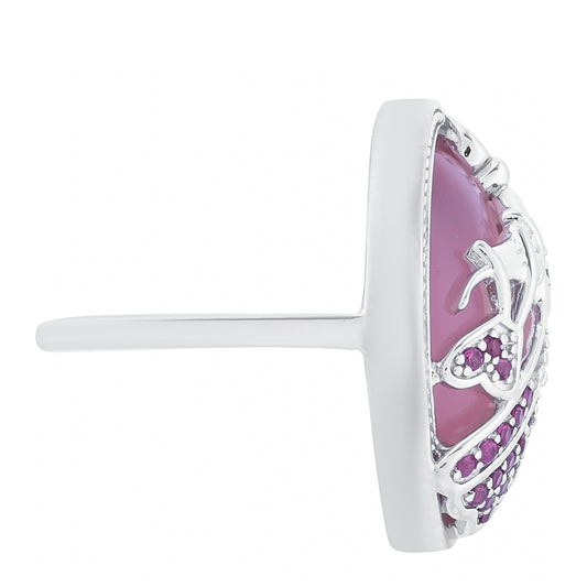 Ezüst Gyűrű Rhodolit Gránáttal és Rózsaszínű Kalcedonnal