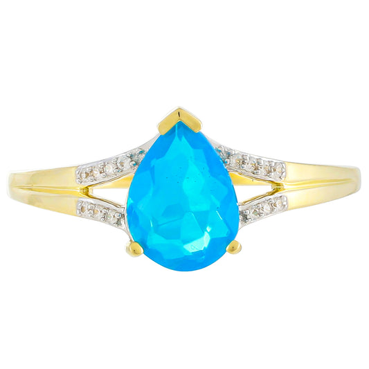 Arany Gyűrű Etiópiai Kék Opállal és Természetes Cirkónnal