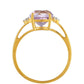 Arannyal Bevont Ezüst Gyűrű Rózsaszínű Ametiszttel és Természetes Cirkónnal