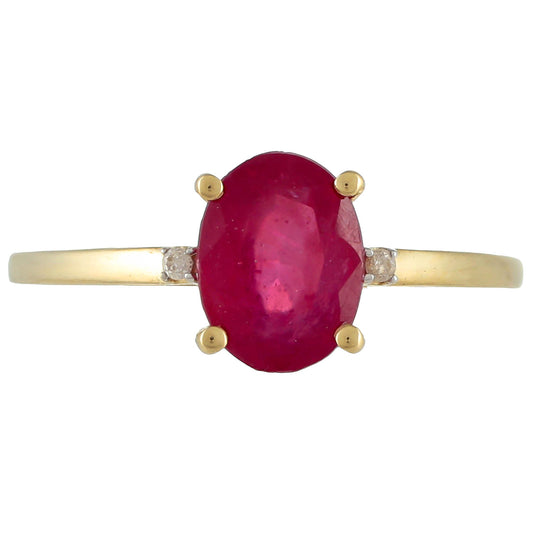 Arany Gyűrű Thai Rubinnal és Fehér Gyémánttal