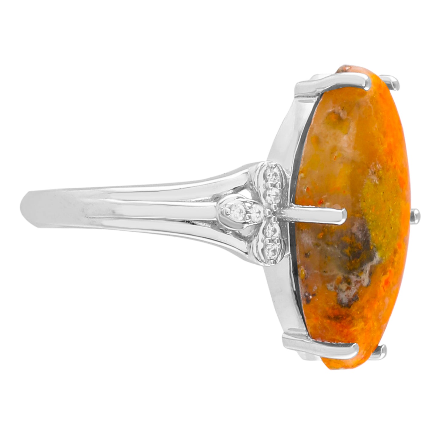 Ezüst Gyűrű "Bumble Bee" Jáspissal és Természetes Cirkónnal